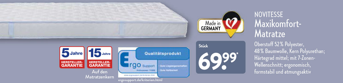 ALDI Matratze 90 und 100x200 im September 2025/2026 ALDI Matratze 90 und 100x200 im September 2025/2026