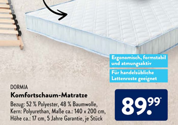 ALDI Süd Matratze im September 2025/2026 ALDI Süd Matratze im September 2025/2026