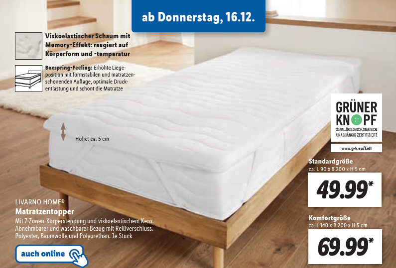 Lidl Matratzen im Angebot: Livarno Home & Meradiso im Check