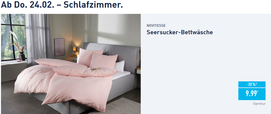 ALDI Bettwäsche Seersucker von NOVITESSE ab 24. Februar 2026 ALDI Bettwäsche Seersucker von NOVITESSE ab 24. Februar 2026