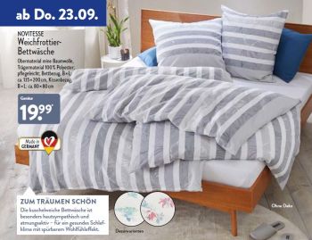 ALDI Bettwäsche im September 2025/2026 von Novitesse und DORMIA