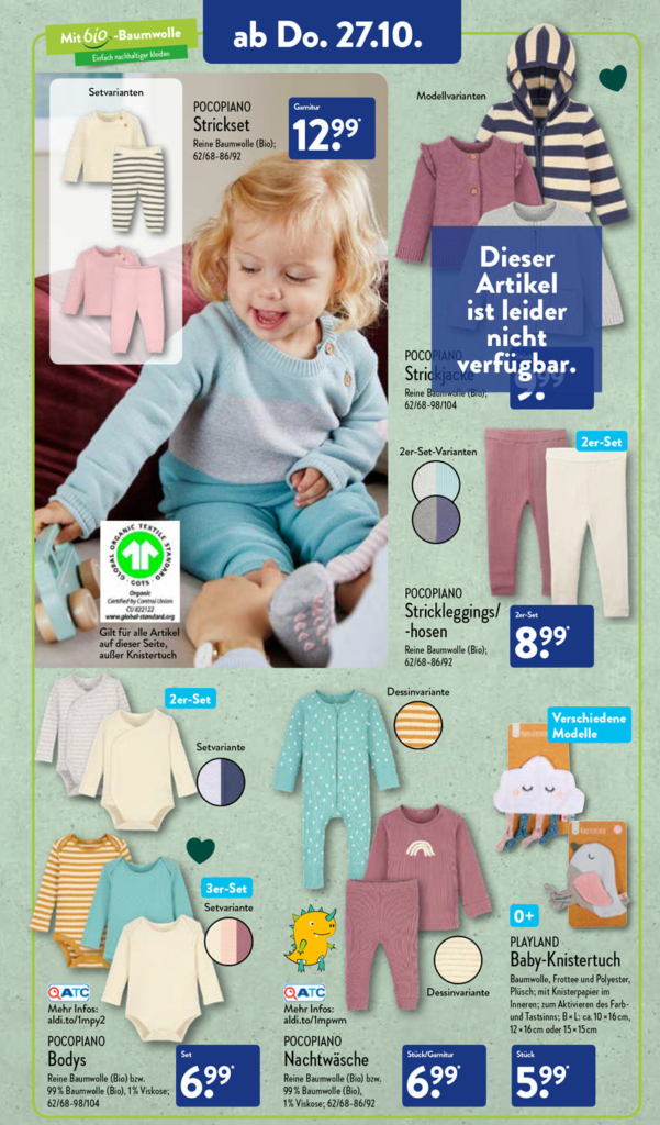 ALDI Nord Baby/Kleinkind-Kleidung ab 27. Oktober 2022 von POCOPIANO