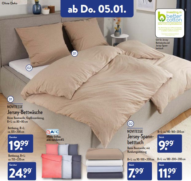ALDI Nord Jersey-Bettwäsche von NOVITESSE ab 05.01.2026