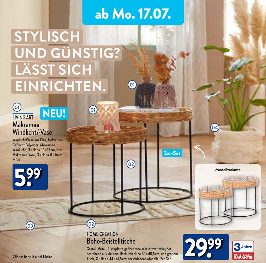 ALDI Nord Boho-Beistelltisch