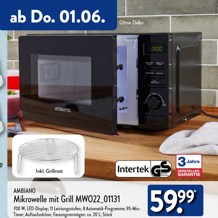 ALDI Nord Mikrowelle mit Grill ab 01.06.2023