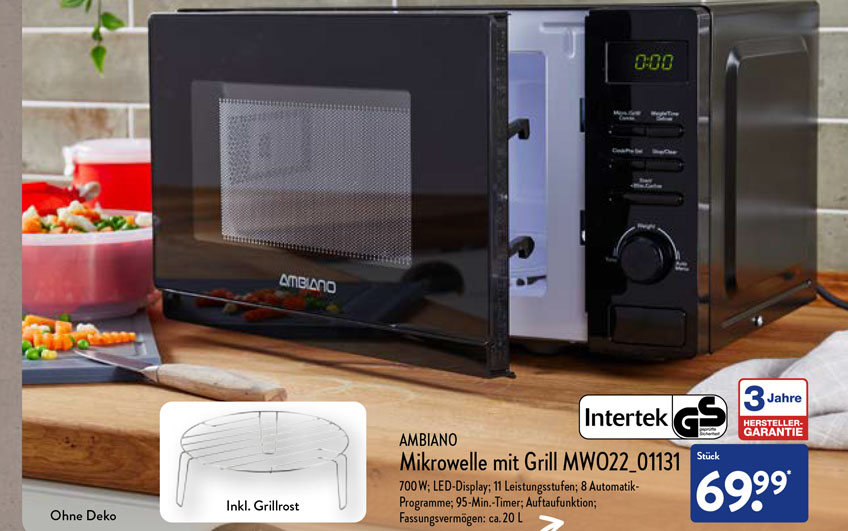 ALDI-Mikrowelle mit Grill ab 19. Dezember 2022