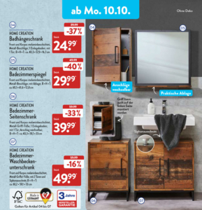 ALDI Nord Badmöbel ab 10. Oktober 2022