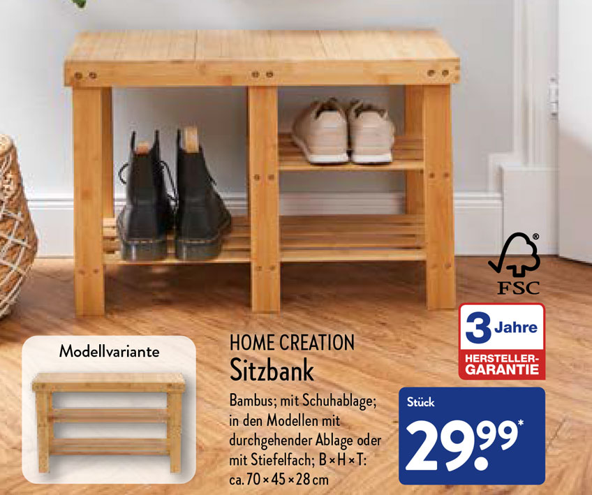 ALDI Nord Bambus-Sitzbank ab 09. Januar 2023