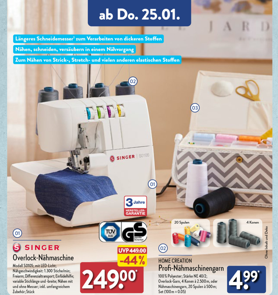 ALDI Nord SINGER Overlock-Nähmaschine ab 25.01.2024