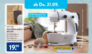 ALDI Süd Mini-Nähmaschine im September 2023