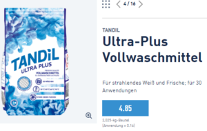 Tandil Vollwaschmittel im ALDI Nord - der Testsieger von Stiftung Warentest